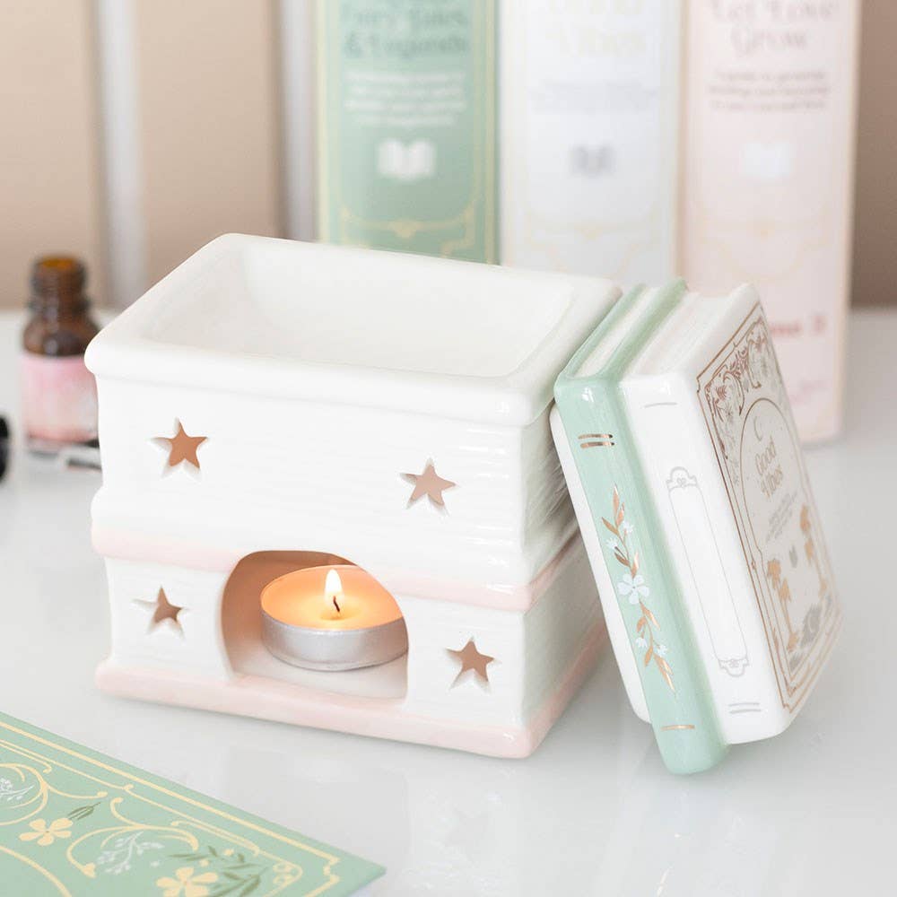 Ceramic Book Stack Oil Burner – Home Fragrance Tealight Burner